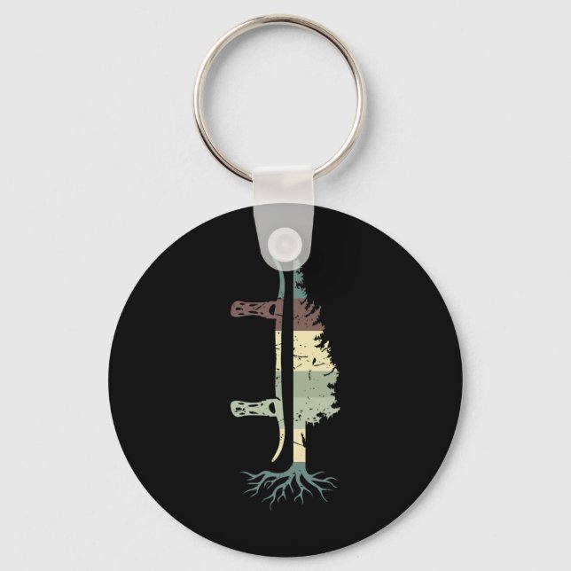 Snowboard Pine Tree Mountain Snowboarding Sports S Keychain (Front)