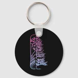 Snowboard Pine Tree Snowboarding Snowboarder Mount Keychain