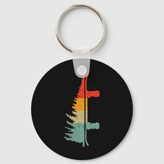 Snowboard Pine Tree - Snowboarding Snowboarder Win Keychain (Front)