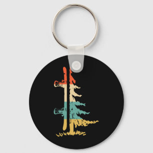 Snowboard Pine Tree Vintage Snowboarder Snowboardi Keychain