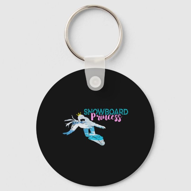 Snowboard Princess Crown Winter Snowboarder Snowbo Keychain (Front)