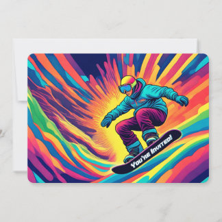Snowboard psychédélique Invitation d'anniversaire