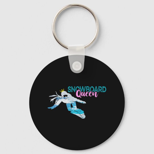 Snowboard Queen Crown Snowboarder Winter Sport Sno Keychain (Front)