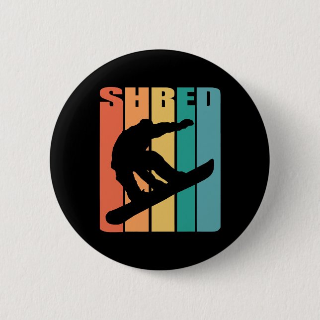 Snowboard Retro 70s Picture Silhouette Fun Gift Sn 2 Inch Round Button (Front)