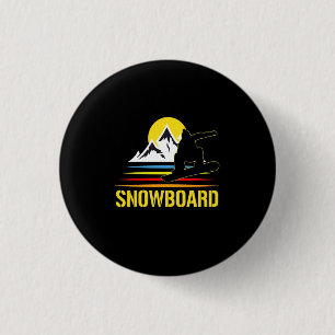 Snowboard Retro Vintage 1 Inch Round Button