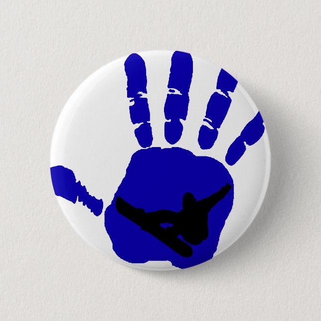 Snowboard Riot Blues 2 Inch Round Button (Front)