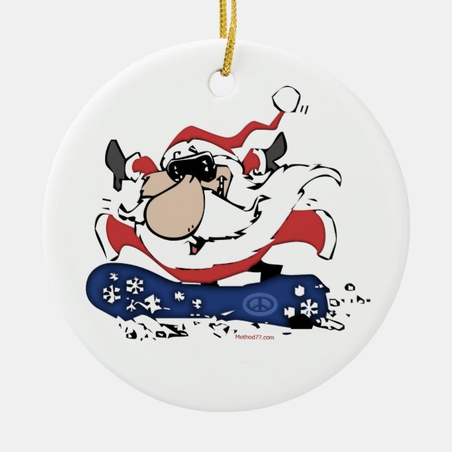 Snowboard Santa w/ Name Ornaments (Front)