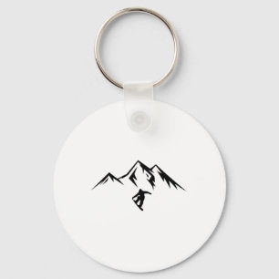 Snowboard Shirt Snow Mountain Winter Snowboarding Keychain