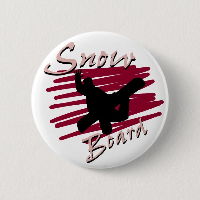 Snowboard Silhouette 2 Inch Round Button (Front)
