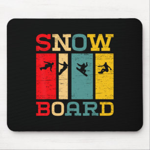 Snowboard Silhouette Vintage Style Graphic Mouse Pad