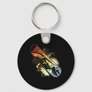 Snowboard Sketch Vintage Look Alpine Snowboarding  Keychain