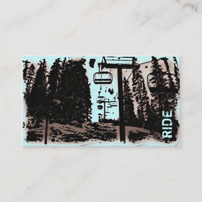 Snowboard Ski lessons custom lift business cards (Front)