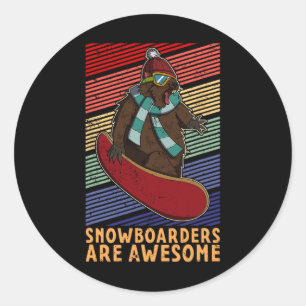 Snowboard Skiing Snowboarder Competitive Activity  Classic Round Sticker