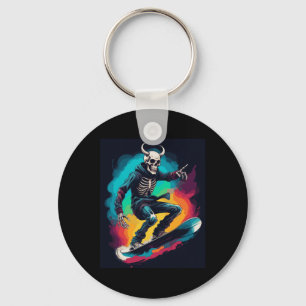Snowboard Skull Snowboarding Skull Snowboarder Sku Keychain