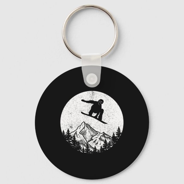 Snowboard Snowboarding Silhouette Snowboarding Gif Keychain (Front)