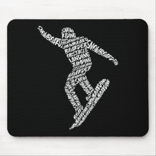 Snowboard Snowboarding Typography Boys Kids Men Sn Mouse Pad