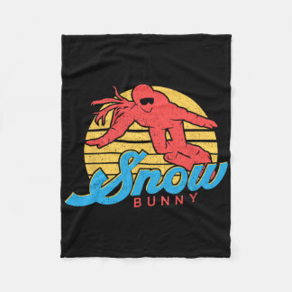 Snowboard Snowboarding Vintage Retro Bunny Girl Fleece Blanket