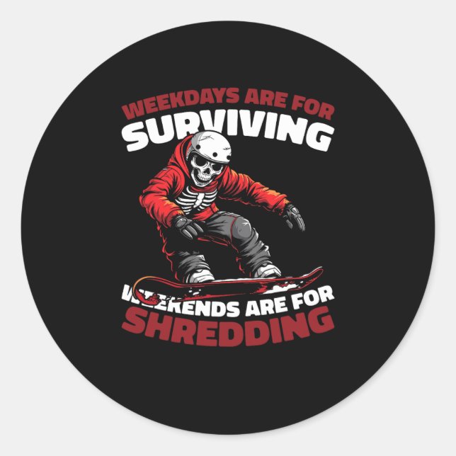 Snowboard - Snowboarding Winter Sports Snowboarder Classic Round Sticker (Front)