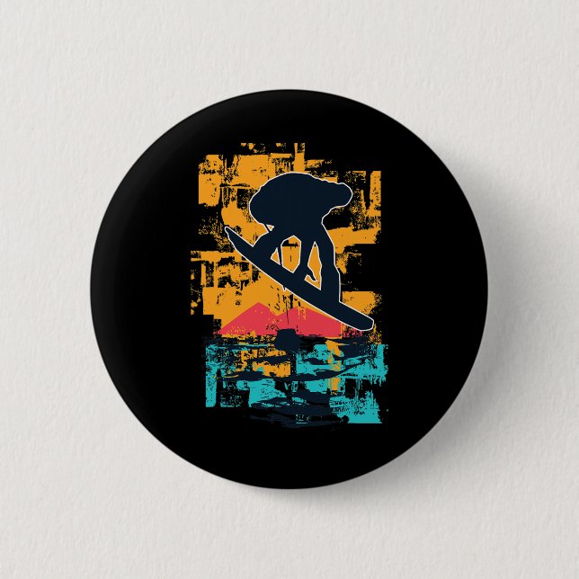 Snowboard Sunset Big Air Jump For Snowboarders  2 Inch Round Button (Front)