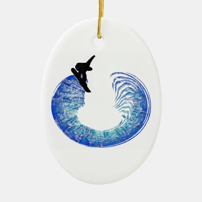 SNOWBOARD THE PIPES CERAMIC ORNAMENT (Front)