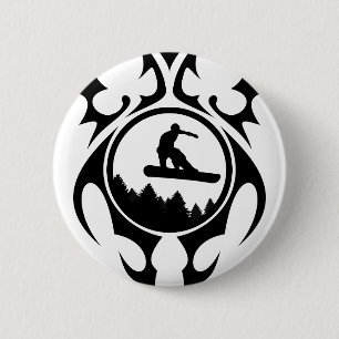 snowboard. tribalz. 2 inch round button