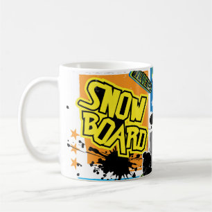Snowboard Typography: Extreme Kid's Background. Coffee Mug