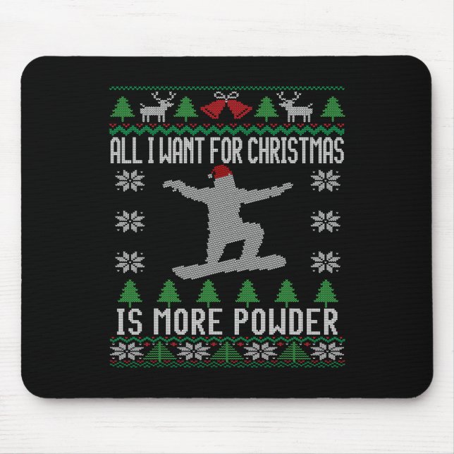 Snowboard Ugly Christmas Snowboarding Gift Snowboa Mouse Pad (Front)