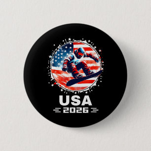 Snowboard Usa Go Usa Team Usa Flag 2026 Snowboardi 2 Inch Round Button