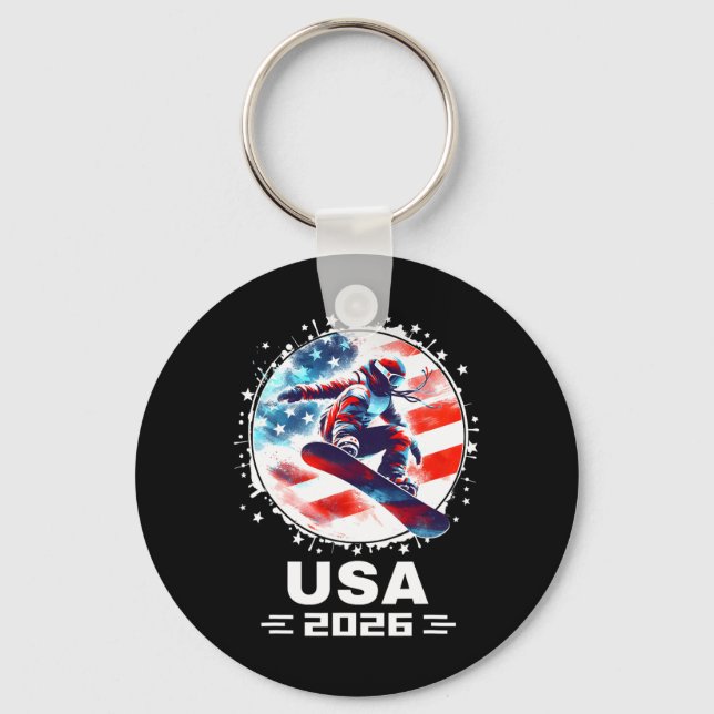 Snowboard Usa Go Usa Team Usa Flag 2026 Snowboardi Keychain (Front)
