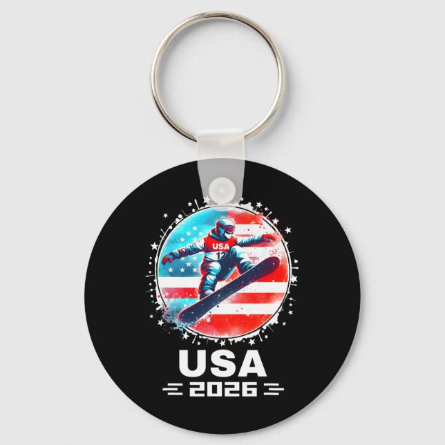 Snowboard Usa Go Usa Team Usa Flag 2026 Snowboardi Keychain (Front)