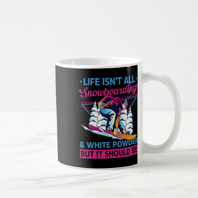 Snowboard White Powder Retro 90s 80s Snowboarding  Coffee Mug (Right)