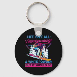 Snowboard White Powder Retro 90s 80s Snowboarding  Keychain