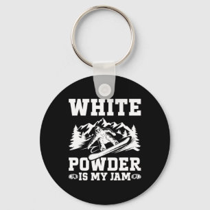 Snowboard White Powder Snow Winter Snowboarding  Keychain
