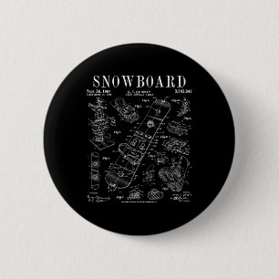 Snowboard Winter Snowboarding Vintage Patent Drawi 2 Inch Round Button