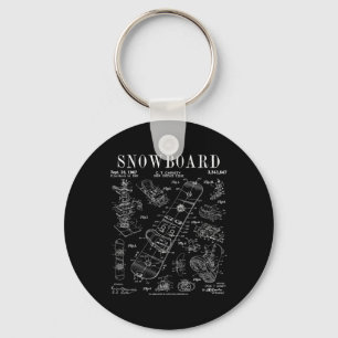 Snowboard Winter Snowboarding Vintage Patent Drawi Keychain