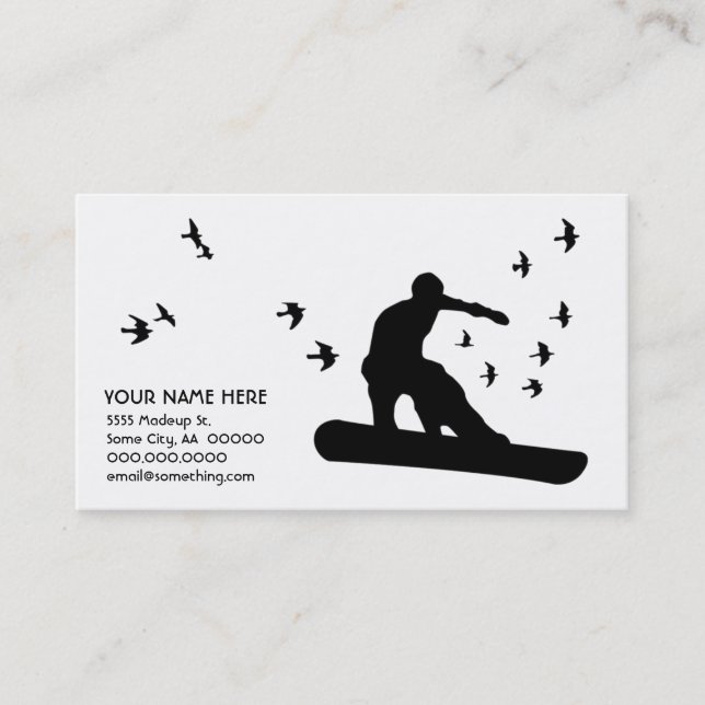 snowboard with birds business card (Front)