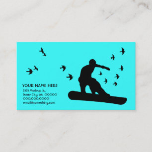 snowboard with birds : colour customizable business card