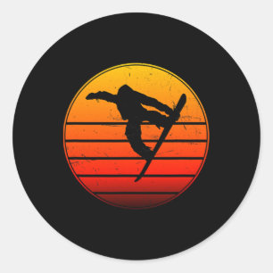 Snowboard Women's Snowboarder Snowboarding Men 1  Classic Round Sticker