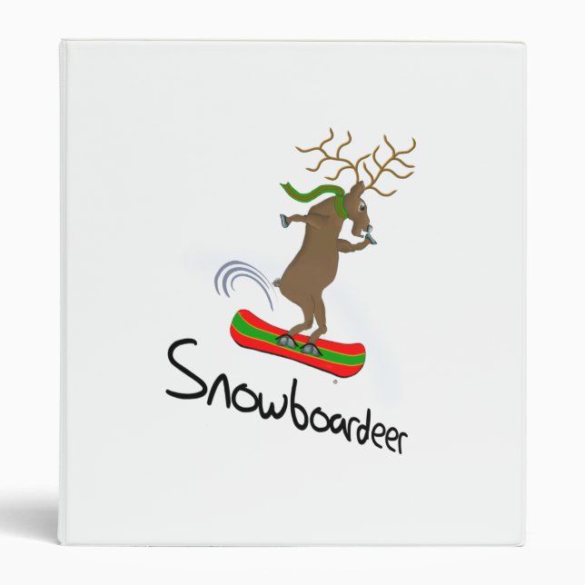 Snowboardeer Funny Snowboarding Reindeer Binder (Front)