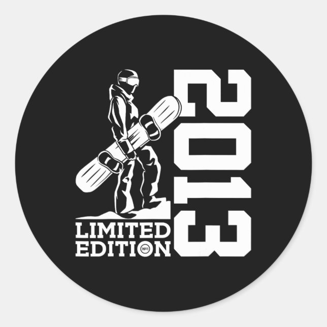Snowboarder 12th Birthday Snowboard 2013 Snowboard Classic Round Sticker (Front)