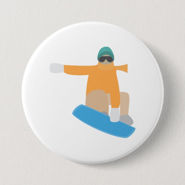 Snowboarder 3 Inch Round Button (Front)