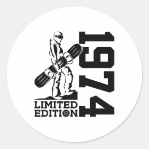 Snowboarder 51st Birthday Snowboard 1974 Snowboard Classic Round Sticker