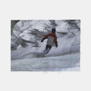 Snowboarder "Carving the Mountain" Winter Sports Fleece Blanket