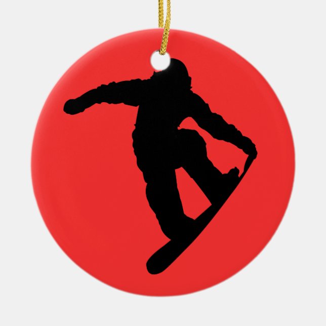 Snowboarder Ceramic Ornament (Front)