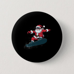 Snowboarder Christmas Santa Claus Snowboard Snowbo 2 Inch Round Button