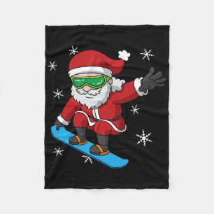 Snowboarder Christmas Santa Claus Snowboard Snowbo Fleece Blanket