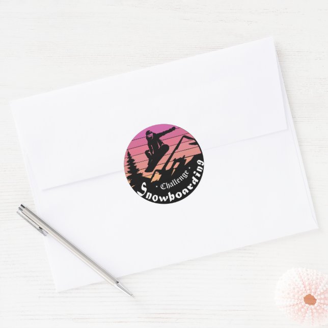 Snowboarder  classic round sticker (Envelope)