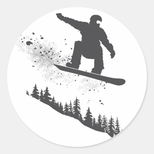 Snowboarder Classic Round Sticker (Front)