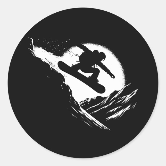 Snowboarder Cliff Snowboarding Snowboard  Classic Round Sticker (Front)