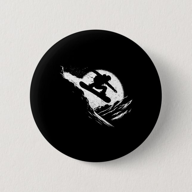 Snowboarder Cliff Snowboarding Snowboard Distresse 2 Inch Round Button (Front)